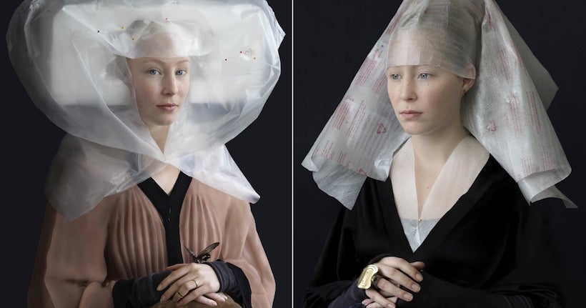 Ces portraits inspirés de la Renaissance utilisent des emballages recyclés