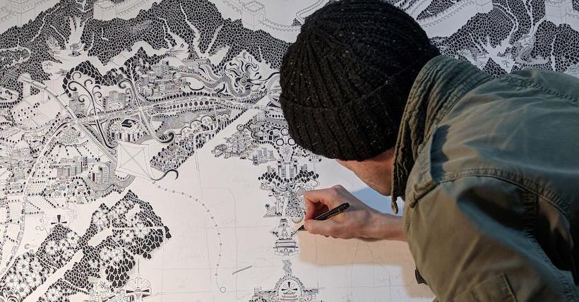 Un artiste raconte ses 14 jours de confinement à travers des cartographies imaginaires