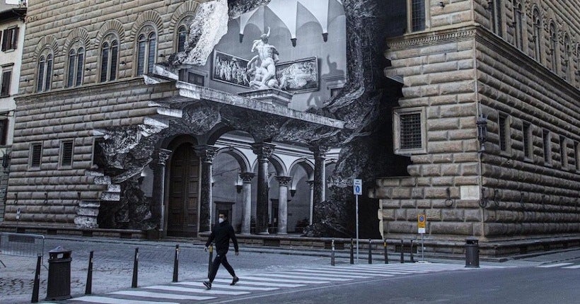 L’artiste JR a révélé un trompe-l’œil géant sur la façade d’un musée italien