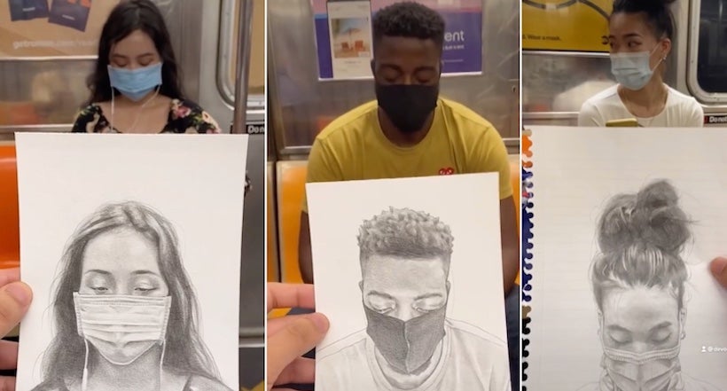 Dans le métro, Devon Rodriguez réalise des dessins d’inconnus époustouflants